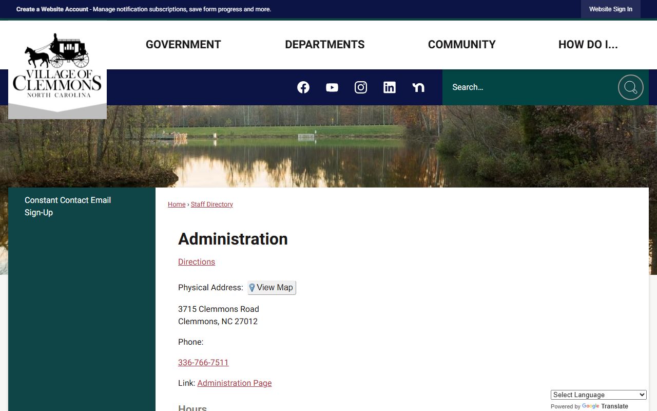Clemmons phone directory administration staff rows