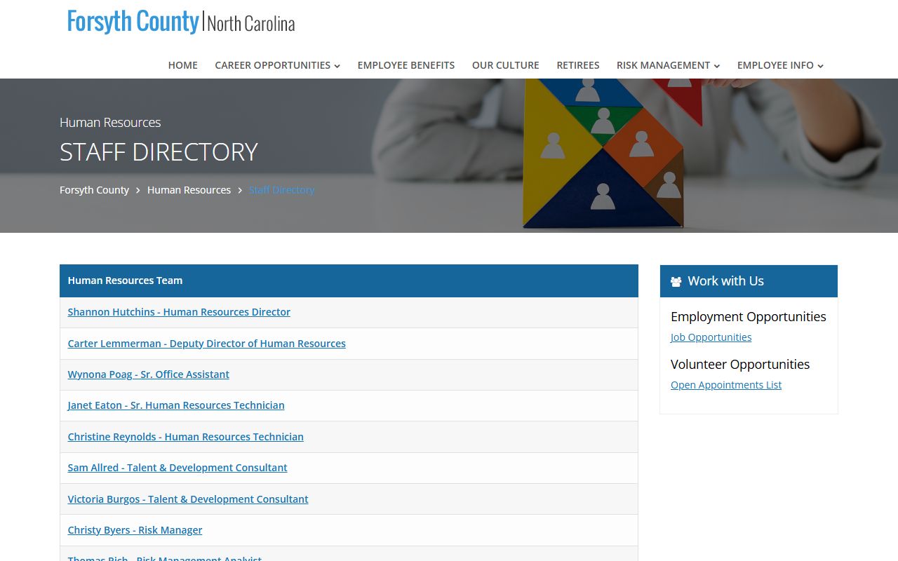 Clemmons phone directory Forsyth County HR contact page