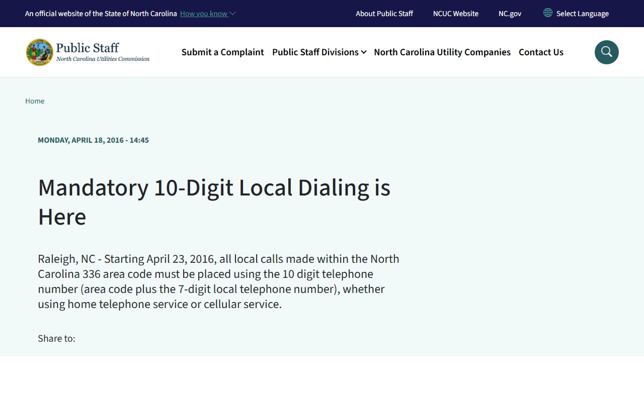 Clemmons phone area codes NC Public Staff 336 743 overlay notice