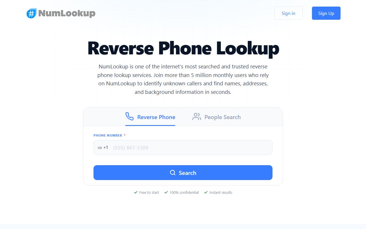 Clemmons phone codes NumLookup third-party reverse lookup screen